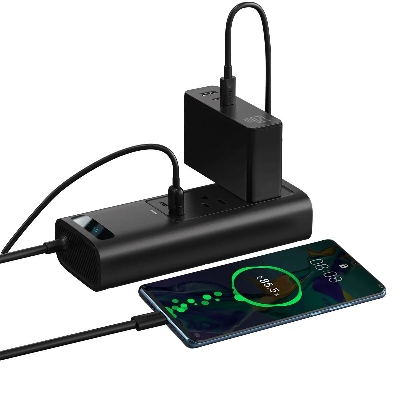 Picture of Baseus Power Inverter 150W DC 12V to AC 110V Auto Power Invertor Dual AC Port & Dual USB Port Power Station
