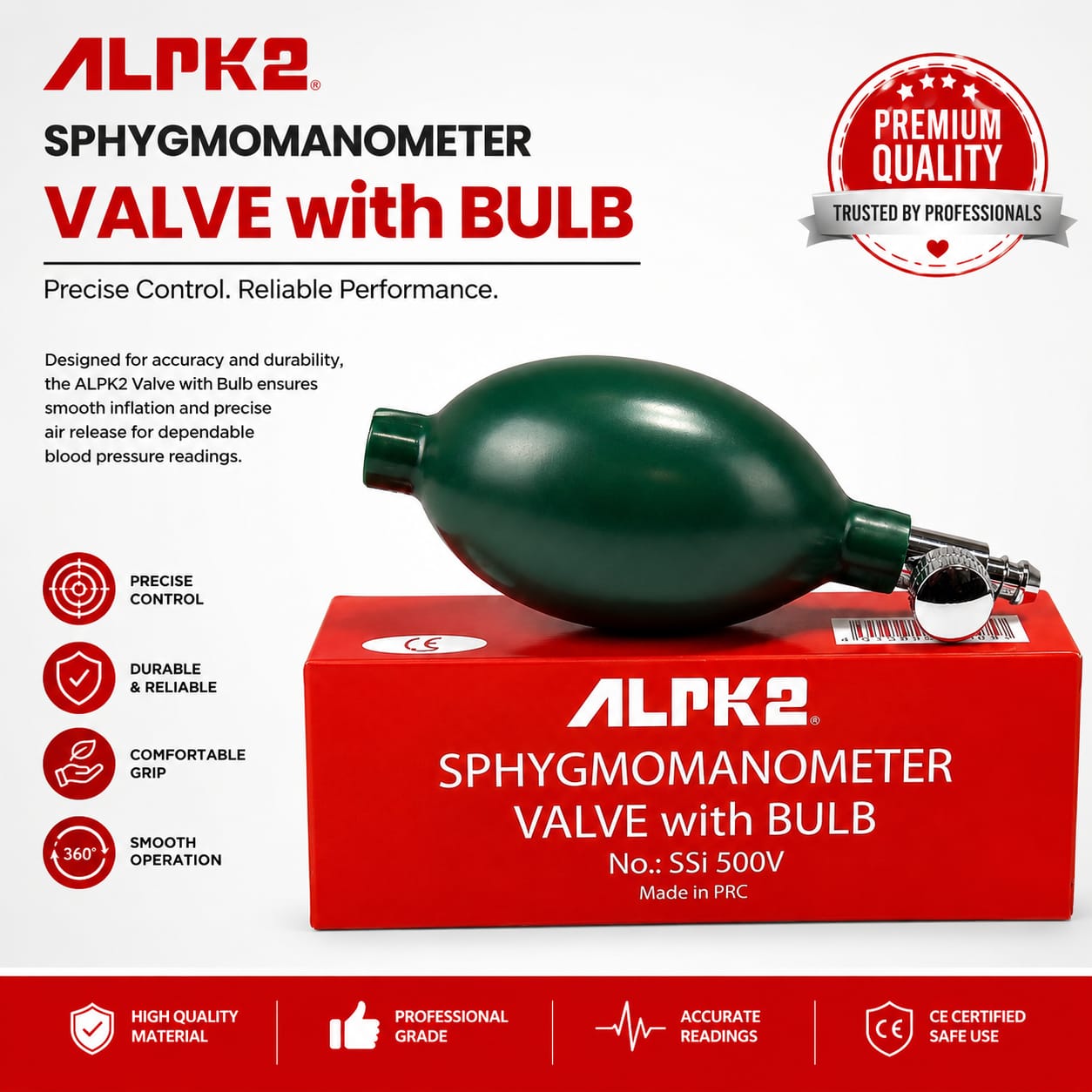 Picture of ALPK2 SSI 500V Professional Sphygmomanometer Premium Manual Blood Pressure Monitor with Valve & Bulb