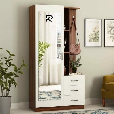 Picture of Furnix Melamine Laminated Board Dressing Table With Shelves Drawers ShanTeak White Finish
