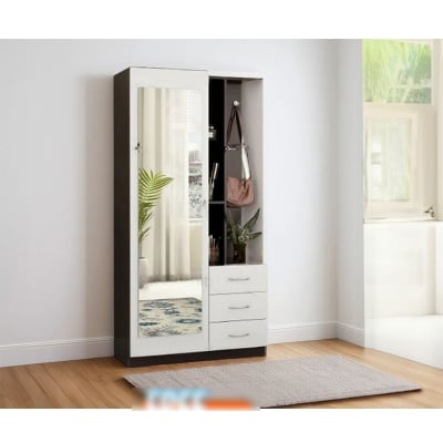 Picture of Furnix Melamine Laminated Board BOX Dressing Table With Shelves and Drawers Walnut  White Finish