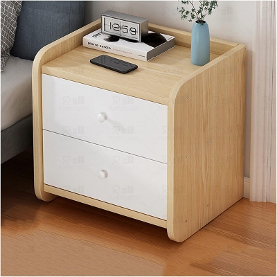 Picture of Furnix MDF Exclusive Bed Side Table With Drawers Beech White Finish
