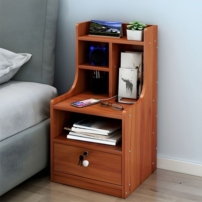 Picture of RK MDF M03 Exclusive Bed Side Table With Drawers Shanteak Finish