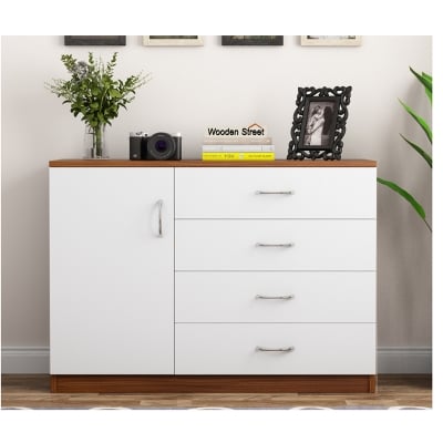 Picture of Furnix New Design Engineered Wood Kitchen Cabinet and Sideboard with Frosty White Drawers