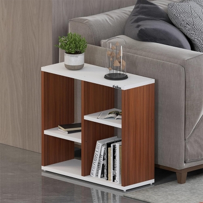 Picture of RK Engineered Wood Bed Side Table/Sofa Side Table/End Table/Books Storage Organizer/Corner Table/Book Shelf/ Corner Stand for Living Room-Cherry-White