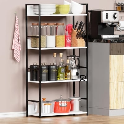 Picture of Furnix 4 Layer Multipurpose Rack for Kitchen, Bedroom & Living Room Stand  Black and White Finish