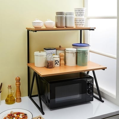 Picture of Furnix Indulge Durablity   Premium Quality 2 Layer Multifunctional Rack Crafted with Engineered Wood & Metal