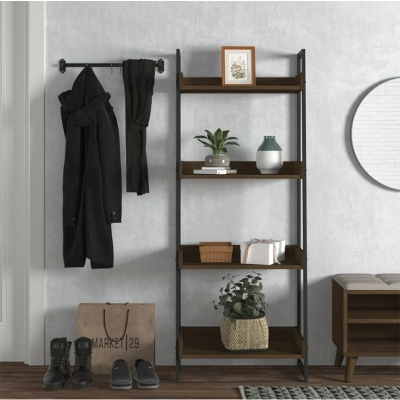 Picture of Furnix Ladder Bookcase – Wooden & Metal Wall Display Shelf for Living Room, Home Rack, and Bookshelf Organizer