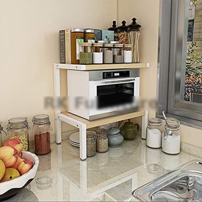 Picture of Furnix Indulge Durability Premium Quality 2 Layer Multifunctional Metal Rack Crafted with Engineered Wood & Metal White Beige
