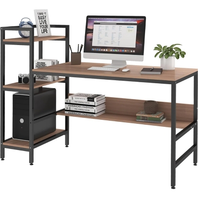 Picture of Furnix Wide Desktop Table Wostation – Spacious Study & Office Desk with Storage Shelves for Laptop, PC & Accessories