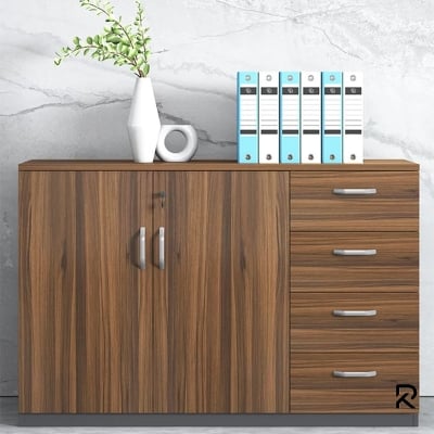 Picture of Furnix Modern and Trendy Engineered Wood File Cabinets Solid Wood Frame Key Lock Horizontal