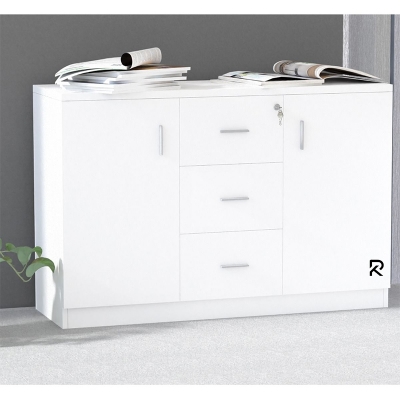 Picture of Furnix Modern and Trendy Engineered Wood Storage Cabinet File cabinet Kitchen Cabinet With 3 Storage Drawers And 2 Side Doors