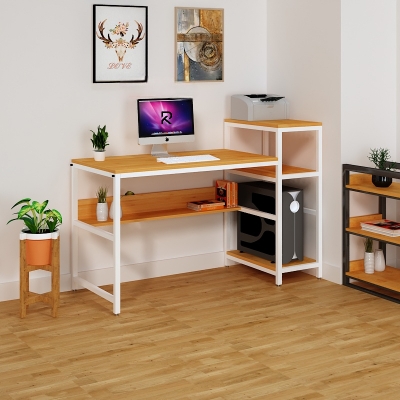 Picture of Furnix Study & Office Desk – Spacious Computer Table with Storage Shelves for Home & Wostation