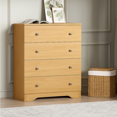 Picture of Furnix 4 Drawer Dresser – Multipurpose Chest of Drawers with Top Cabinet for Bedroom, Living Room, Entryway & Office