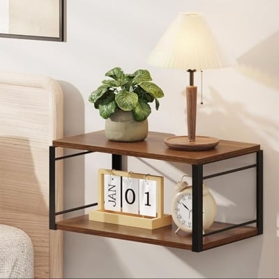 Picture of Furnix Wall Mounted Floating Nightstand Shelf – Minimal Wooden Bedside Storage Table