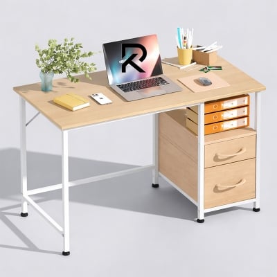 Picture of Furnix Contemporary 40 Inch Computer Desk with 2 Drawers– Simple Writing & Study Desk for Home Office or Bedroom