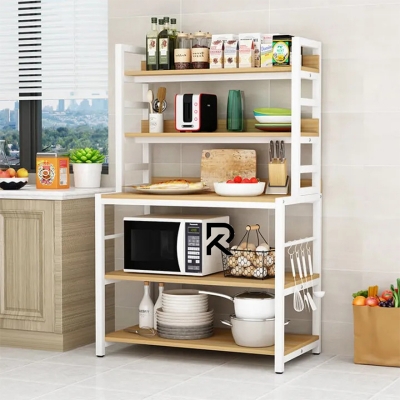 Picture of RK Kitchen Organizer Shelf, Freestanding Kitchen Shelves Multifunctional Kitchen Bakers Rack Microwave Stand Bakers Rack With Storage