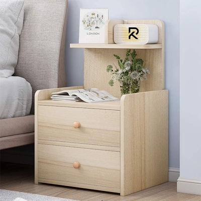 Picture of Furnix M27 Exclusive Bedside Table Beige Finish | Modern Bedroom Nightstand