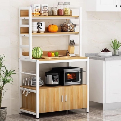 Picture of RK Modern Kitchen Storage Rack with Cabinet & Shelves | Multi-Layer Kitchen Organizer Stand with Microwave Space