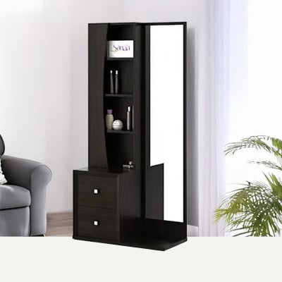 Picture of Furnix Stylish Black Dressing Table with Storage Cabinet and Drawers Black