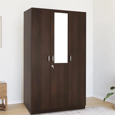 Picture of Furnix 3 Door Modern and Trendy Almirah Wardrobe or Cupboard with Mirror Multicolor