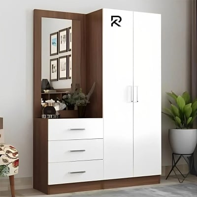 Picture of RK Stylish White Vanity Dresser and Cupboard-White