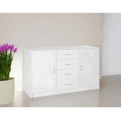 Picture of Furnix Sideboard, Storage Cabinet with 2 Doors and 4 Drawers-White