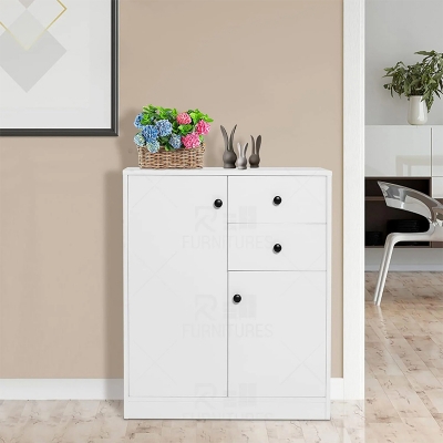 Picture of Furnix Kitchen Sideboard with 2 Doors and 2 Drawers,76 x 61 x 31 cm,White