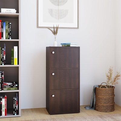 Picture of Furnix Furniture Engineered Wood Book Case  Book Shelf & Book Cabinet with 3 Compartment Storage Antique