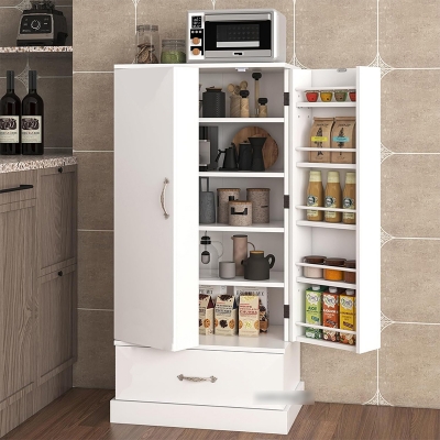 Picture of Kitchen Rack Organizer Cabinet Oven Rack Shelf Pantry Cabinet Shelve With Large Storage Drawer-White