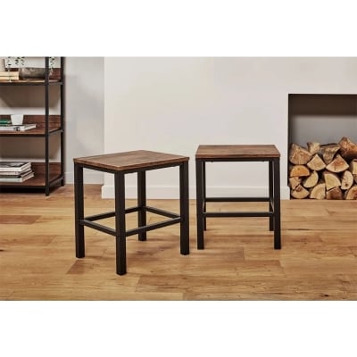 Picture of Furnix Modern Steel Accent Stool – Stylish & Durable Seating for Home, Office or Café-Antique