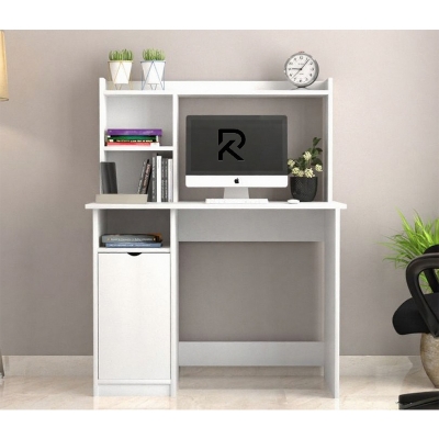 Picture of Furnix New Design Home Office Desk with Storage Shelf-White