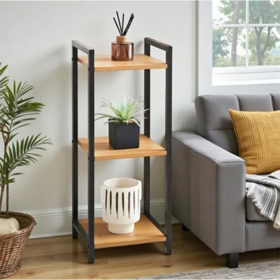 Picture of Furnix 3 Tier Storage Shelving Unit – Narrow Freestanding Bookcase-Beige