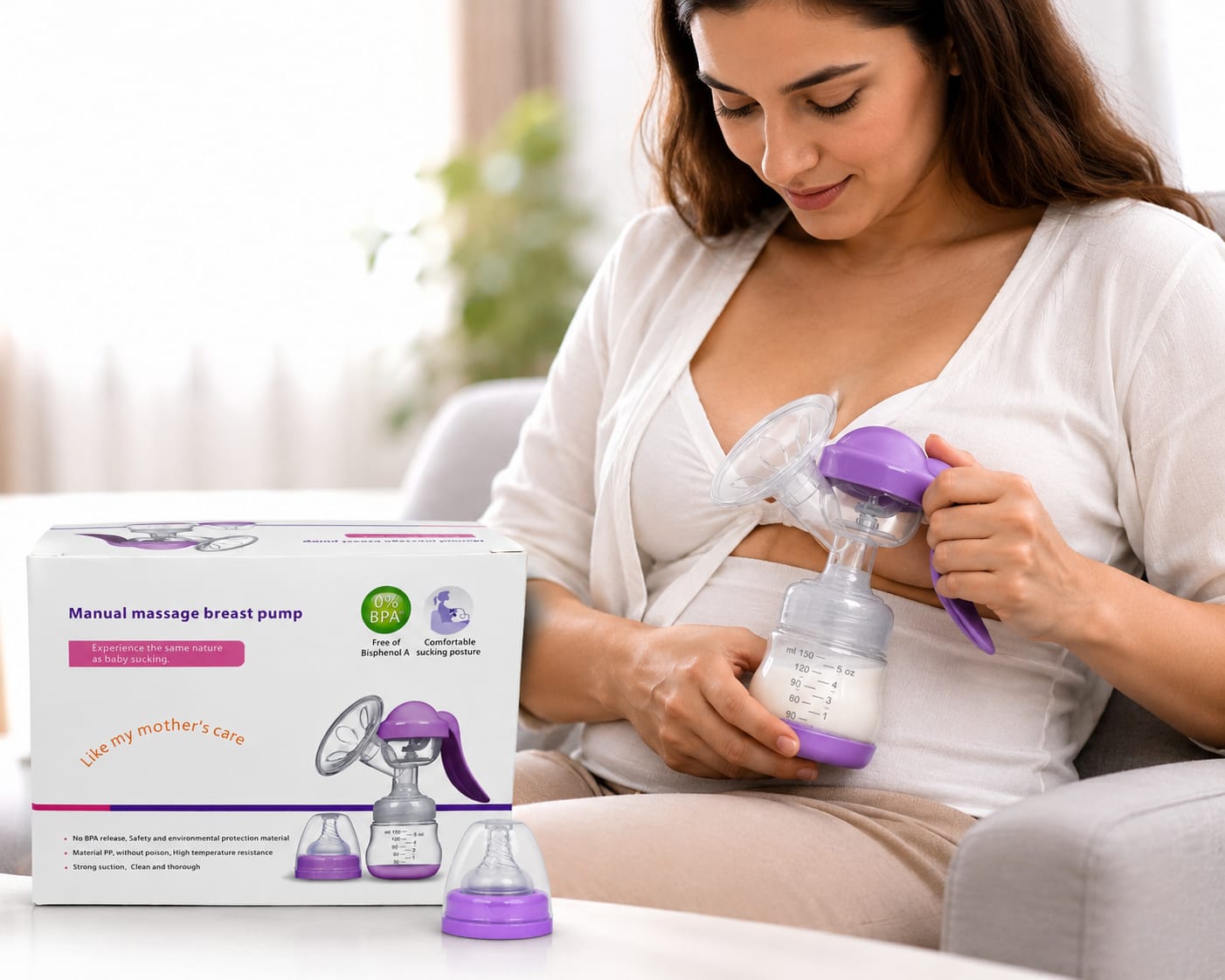 Picture of Manual Massage Breast Pump BPA-Free Breast Milk Expression Pump