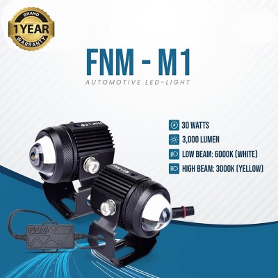 Picture of FNM M1 LED Fog Light (2 pieces). 1 Year Warranty. Brightest Light in Market. (Two Color : White and Yellow)(30W/3000LM per pair)(High/Low Beam). Authorized Seller In Bangladesh