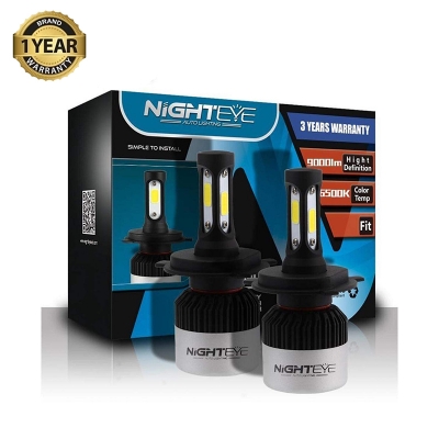 Picture of NightEye S2 LED Headlight. 1 Year Warranty. (H4 Socket)(2 pieces)(72W/ 9000LM Per Pair)(White 6500K)(High/Low Beam). For Car Only. Authorized Seller In Bangladesh