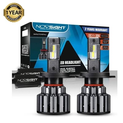 Picture of NovSight F03X LED. 1 Year Warranty. (H4 Socket)(2pieces)(60W/ 14800LM Pair)(White 6000K)(High/Low Beam). For Car and Motorcycle. Authorized Seller In Bangladesh