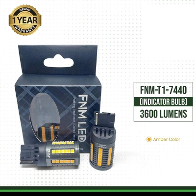 Picture of FNM INDICATOR LED bulb for CAR. 1 Year Warranty. (7440 Socket)(2 pieces)(28W Each Light)(1800 Lumens)(Ambar Light). For Car Only. Authorized Seller In Bangladesh
