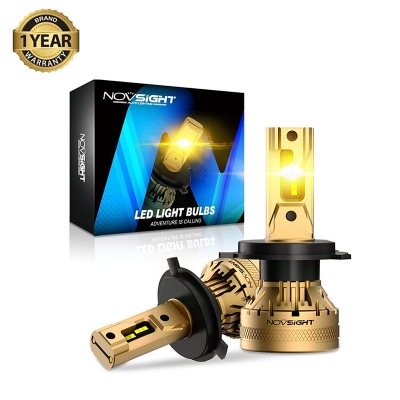 Picture of NovSight N37Y LED. 1 Year Warranty. (H4 Socket)(1piece)(60W/ 11000LM)(Yellow 3000K)(High/Low Beam). For Bike and Car. Authorized Seller In Bangladesh-Gold