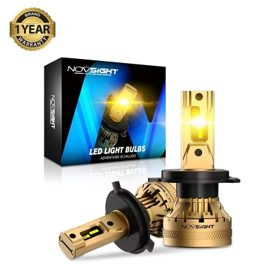 Picture of NovSight N37Y LED. 1 Year Warranty. (H4 Socket)(2pieces)(120W/ 22000LM per pair)(Yellow 3000K)(High/Low Beam). For Car only. Authorized Seller In Bangladesh-Gold