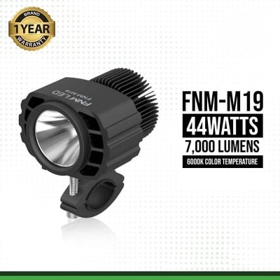 Picture of FNM M19 LED Fog Light. 1 Year Warranty.  Most Powerful Brightest Fog for Bike & Car. Authorized Seller In Bangladesh. (2 Pieces) (44W/7000LM per pair), White 6000K.