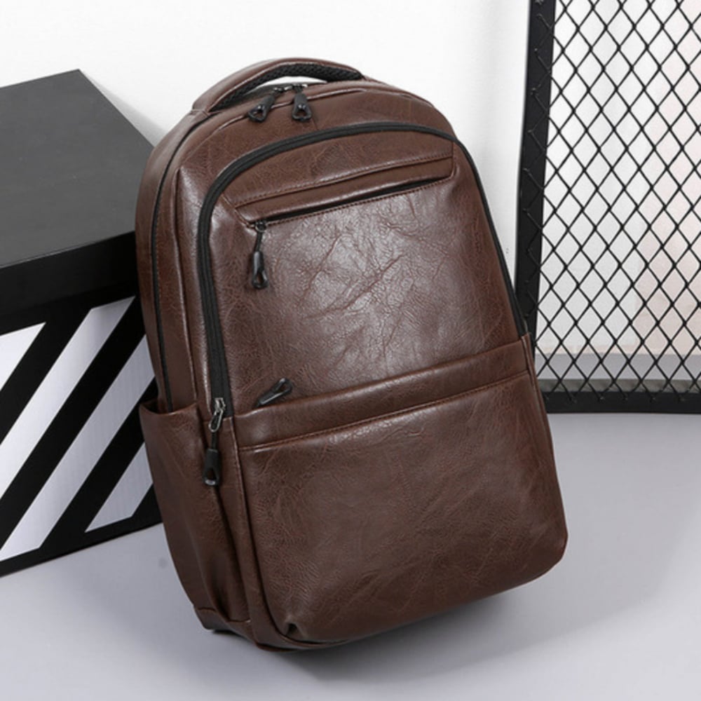 Picture of Style PU Leather Fashion Mens Backpack - Dark Brown