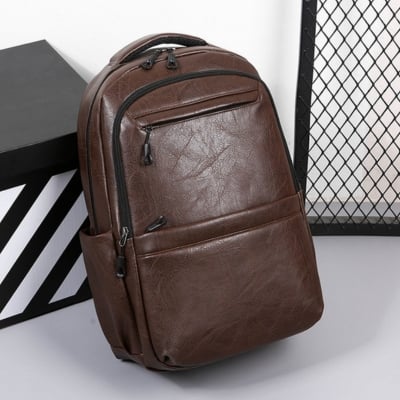 Picture of Style PU Leather Fashion Mens Backpack - Dark Brown