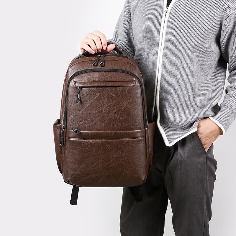Picture of Style PU Leather Fashion Mens Backpack - Dark Brown