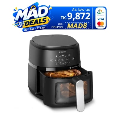 Picture of PHILIPS Air Fryer NA221 with touch panel, 1700W, 4.2 Liter, with Rapid Air Technology ,Cooking window, Extra Large (Black) (Best price)