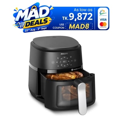 Picture of PHILIPS Air Fryer NA221 with touch panel, 1700W, 4.2 Liter, with Rapid Air Technology ,Cooking window, Extra Large (Black) (Best price)
