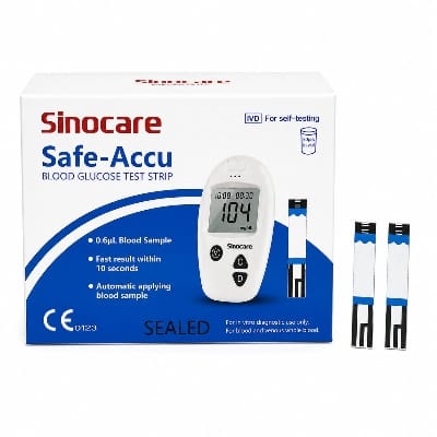 Picture of Sinocare Safe-Accu Blood Glucose Test Strips – 50 Pcs