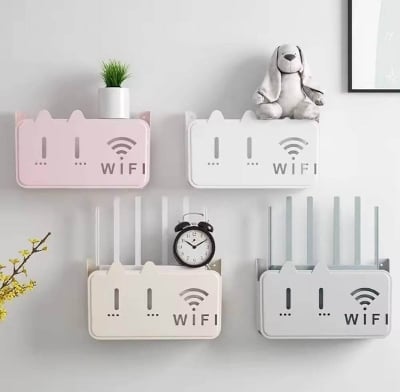Picture of Wall-Mounted WiFi Router Storage Box & Decorative Floating Shelf - Multicolor