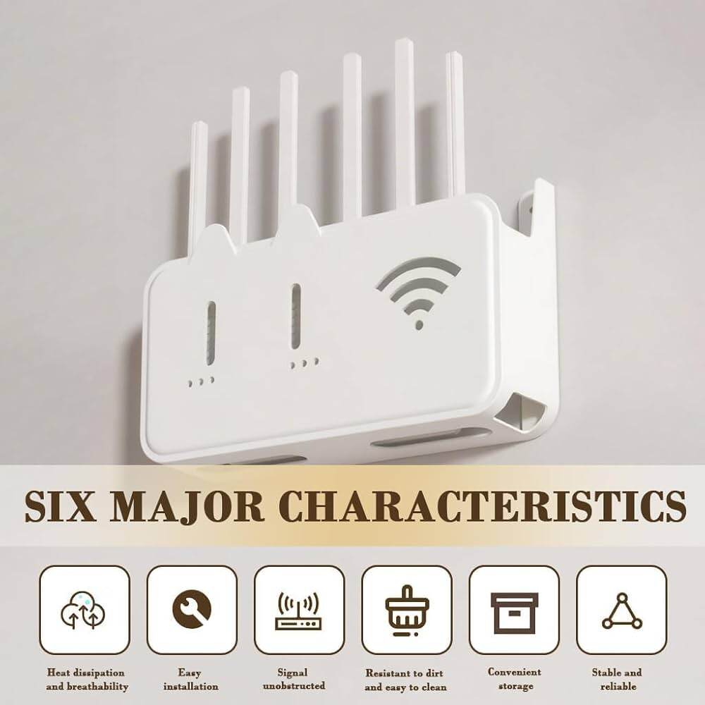 Picture of Wall-Mounted WiFi Router Storage Box & Decorative Floating Shelf - Multicolor
