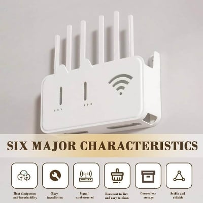 Picture of Wall-Mounted WiFi Router Storage Box & Decorative Floating Shelf - Multicolor