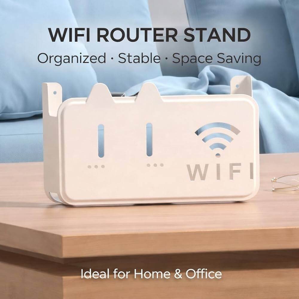Picture of Wall-Mounted WiFi Router Storage Box & Decorative Floating Shelf - Multicolor